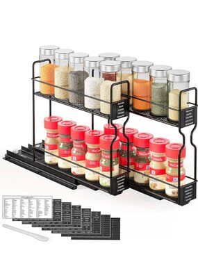 NIB SpaceAid 2-Pack Heavy Duty Pull Out Spice Rack Cabinet Organizer 2-Tier